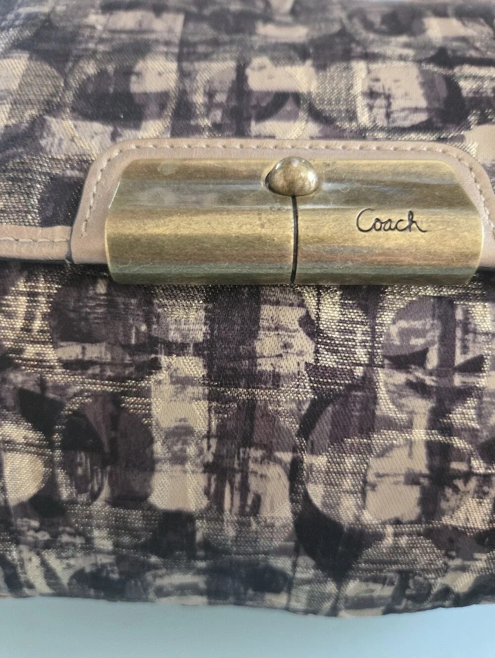 ​Coach Metallic Op Art Shoulder Bag Gold Trim Handbag